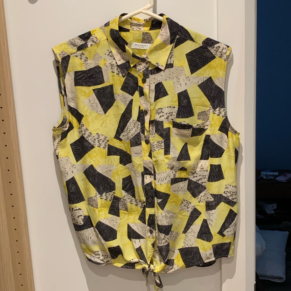 Silk tie front blouse